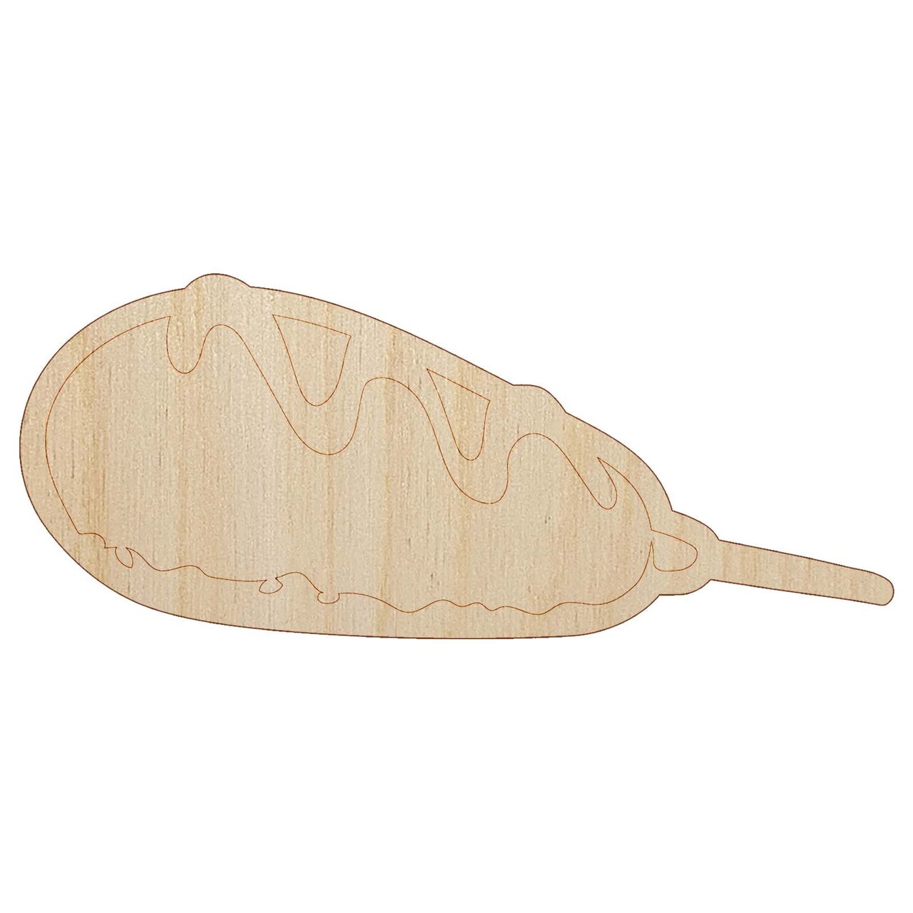 Corn Dog with Ketchup Unfinished Wood Shape Piece Cutout for DIY Craft Projects